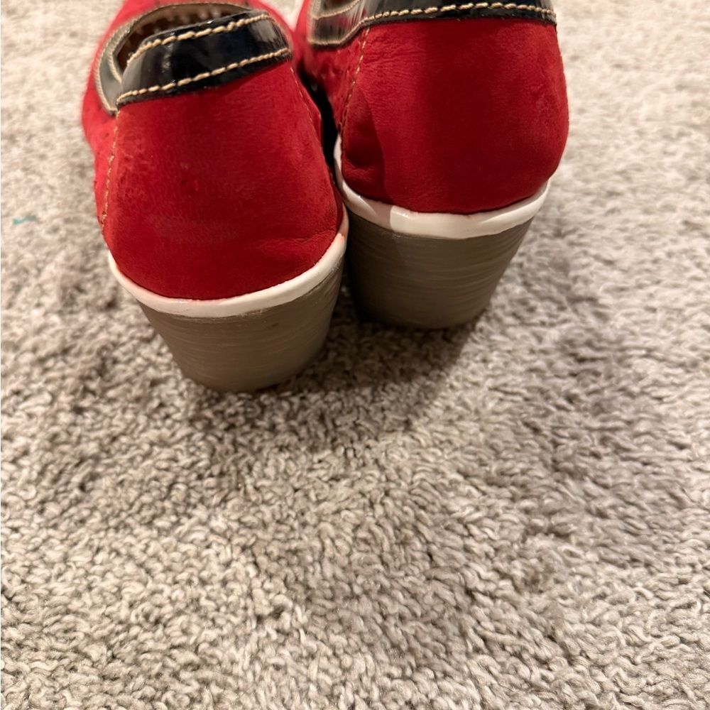 Fly London Women's Red Perforated Flats - Picture 4 of 8